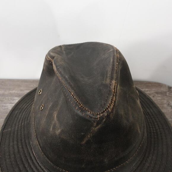 Conner Hat Outback Fitted Mens XXXL Brown Weathered Cotton Safari Outdoor WAXED - Picture 2 of 10